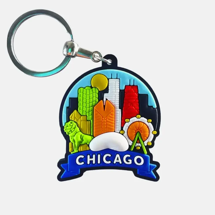 Chicago Keychain – Colorgift Rubber Souvenir Key Ring