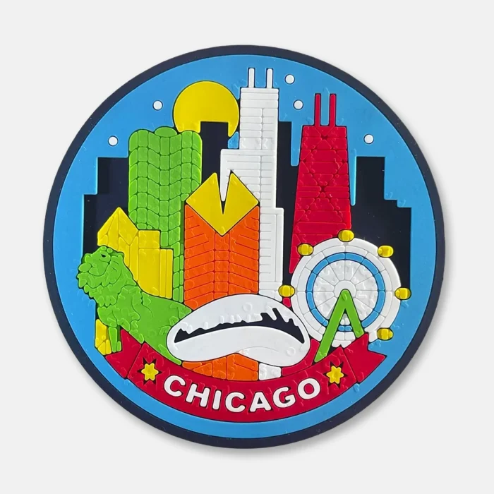 Chicago Coaster – Colorgift Rubber Souvenir Drink Coaster