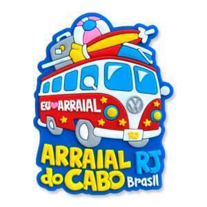 rraial do Cabo Kombi Hippie Chic Rubber Fridge Magnet - A Groovy Souvenir ColorGift US - Image 1