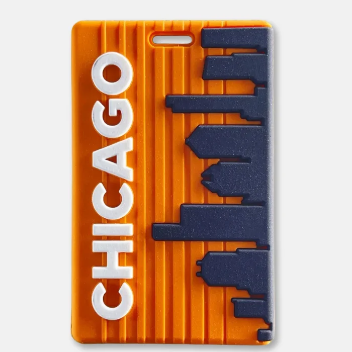 Chicago Luggage Tag – Colorgift Rubber Travel ID Tag with Skyline Design